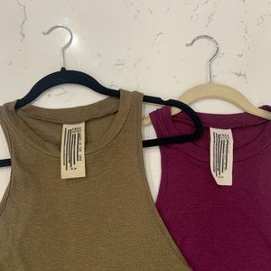 Free People Ribbed High Neck Racerback Tank Tops Size M